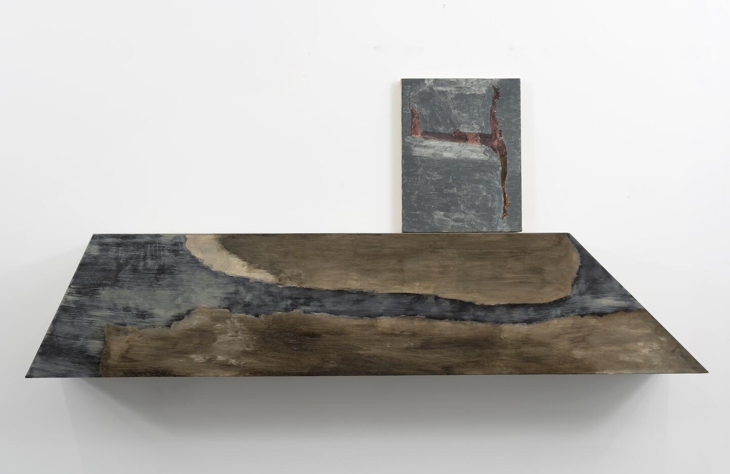 Biraaj Dodiya Vessel IV Oil paint and polyester body filler on wood, oil paint on linen. 72 x 29 x 12 in