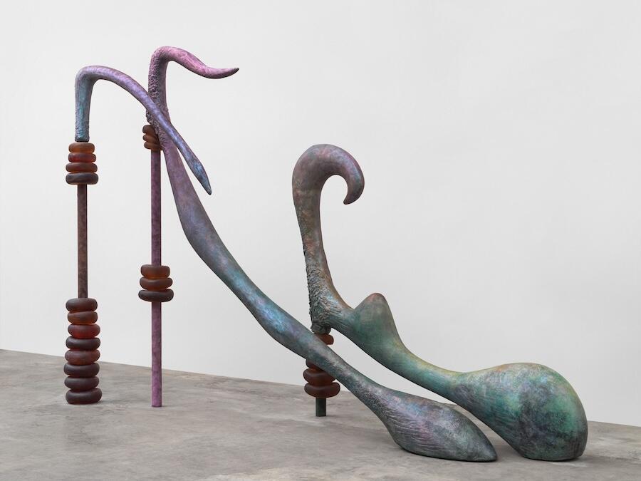 Camille Henrot, 1263 / 3612 (Abacus) 2024 Bronze, resin, rubber 251 x 79.6 x 392.2 cm / 98 7/8 x 31 3/8 x 154 3/8 in Photo: Stefan Altenburger