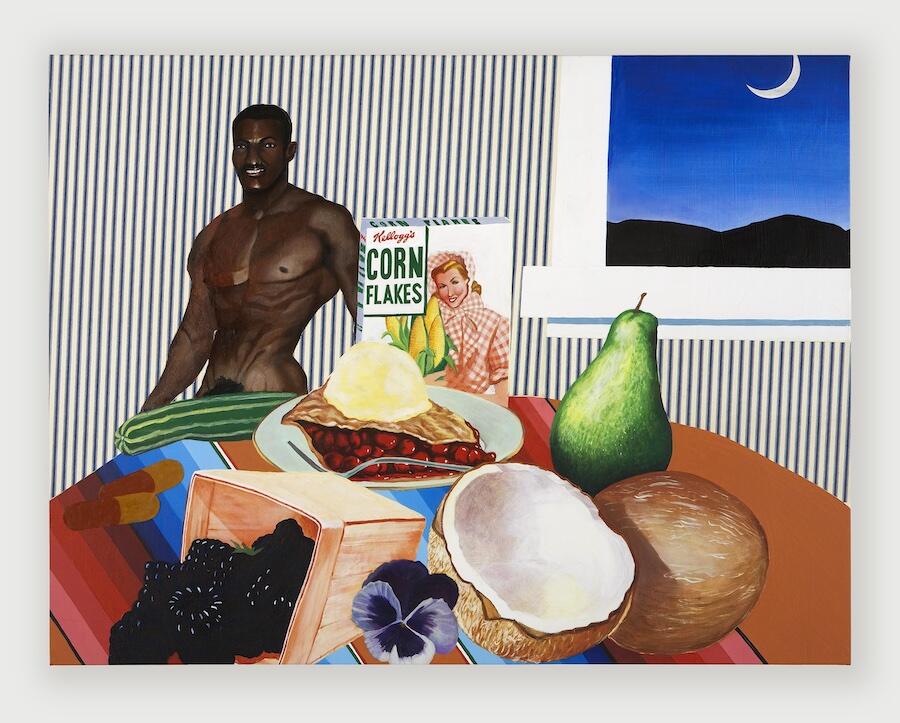 Joey Terrill, The Sweeter The Juice, 2003. Acrylic and mixed media on canvas, 1.2 × 1.5 m. Courtesy: the artist, Ortuzar, New York and Marc Selwyn Fine Arts, Los Angeles. Photo: Don Lewis. © Joey Terrill