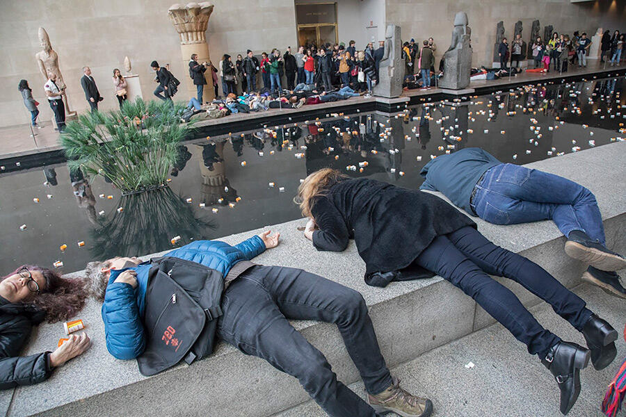 PAIN’s Metropolitan Museum of Art die-in, photo: J. C. Bourcart, March 10, 2018. Courtesy of PAIN.