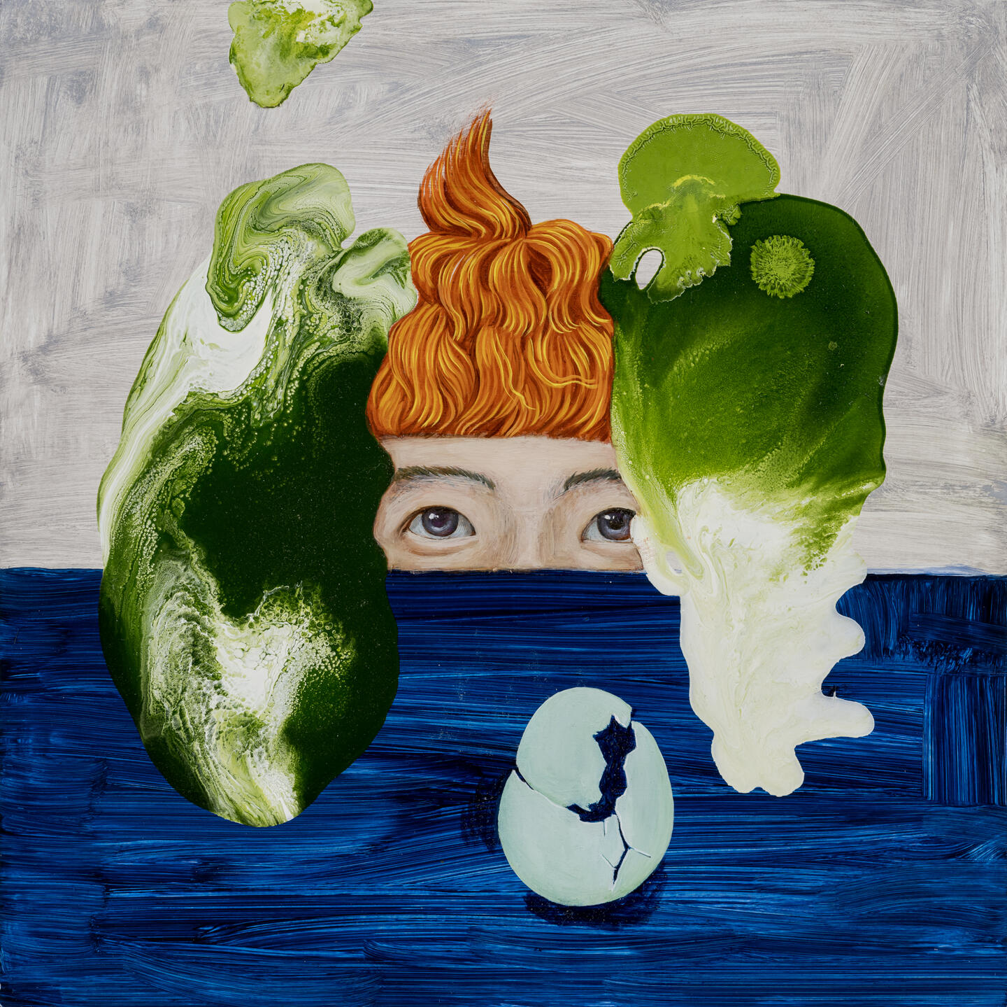 Chung Suejin, Observer, 2022. Oil on art board, 31 × 31 cm. Courtesy: Lee Eugean Gallery. Photo: Jeon Byung Cheol