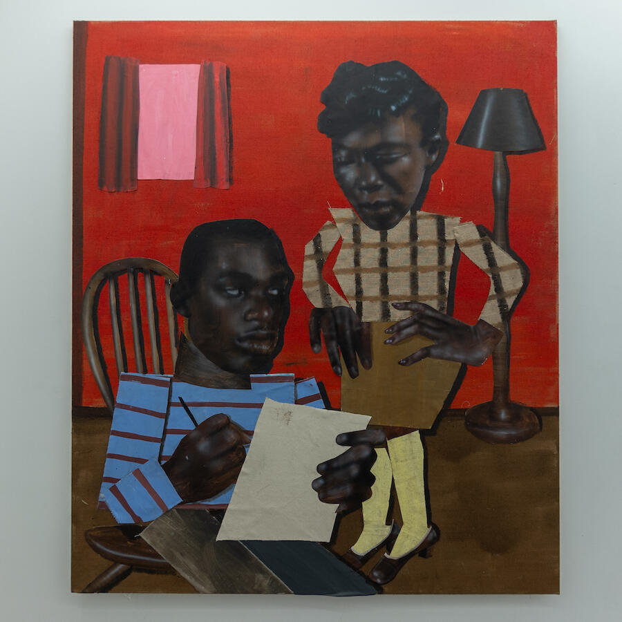 Toby Cato, The Dreamer, 2025. Acrylic and cut canvas on jute. 1.2 × 1.8 m. Courtesy: the artist and Harlesden High Street