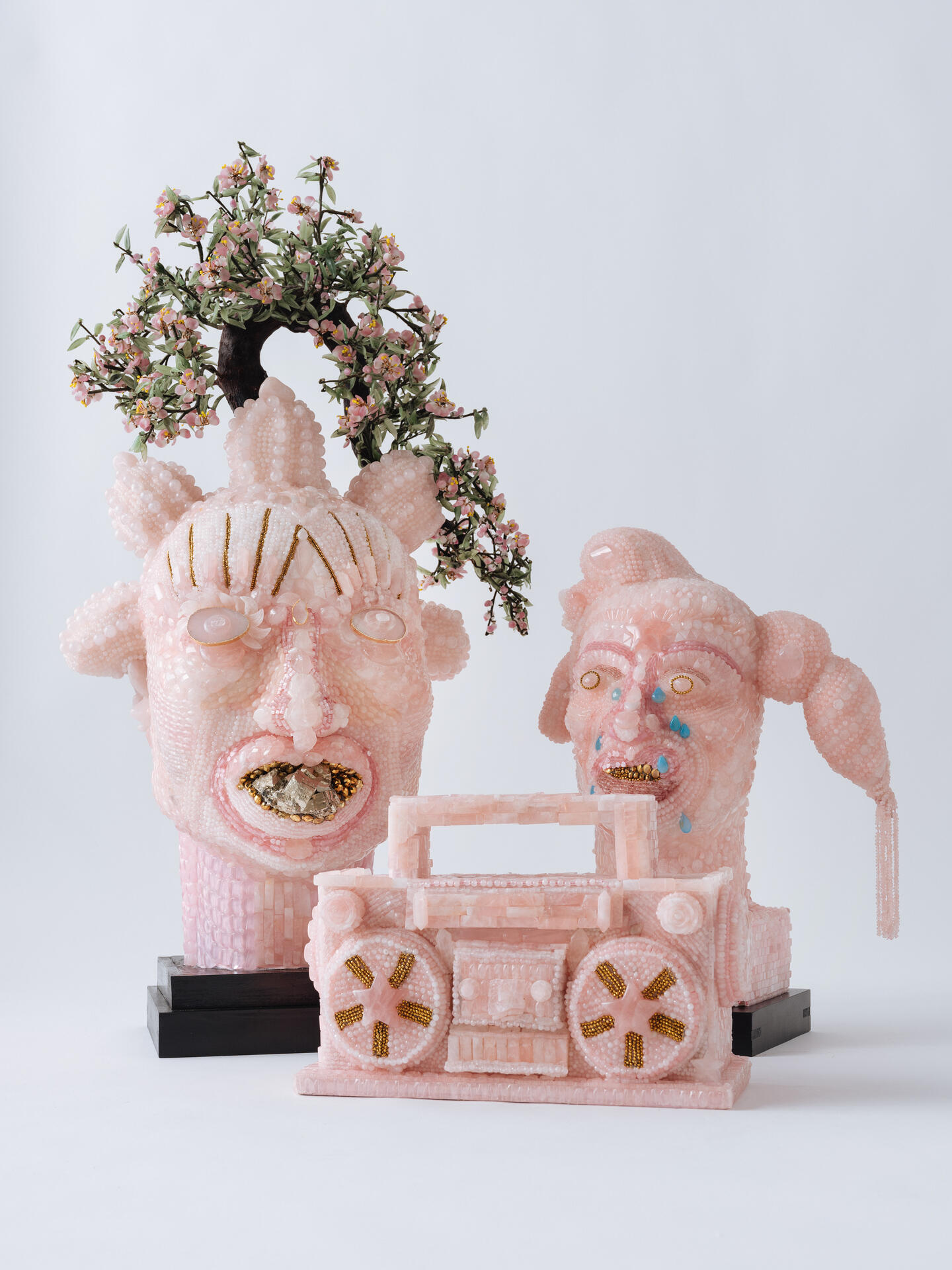 vanessa german, HOPE, 2024; THE WEEPER, 2024; THE BOOMBOX, 2024 © 2024 vanessa german. Courtesy of the artist and Kasmin, New York; photo by Charlie Rubin 